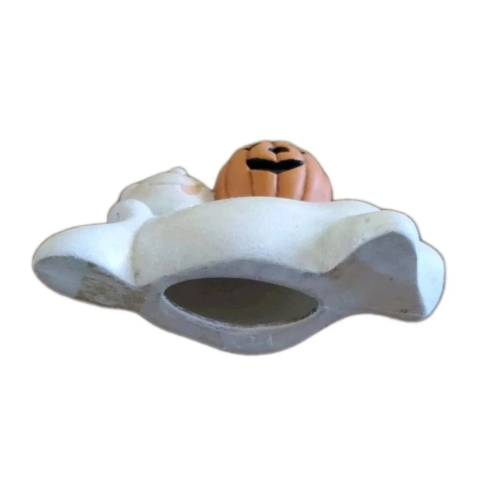 Painted Ghost With Jack O Lantern Pumpkin Figurine Halloween Decor